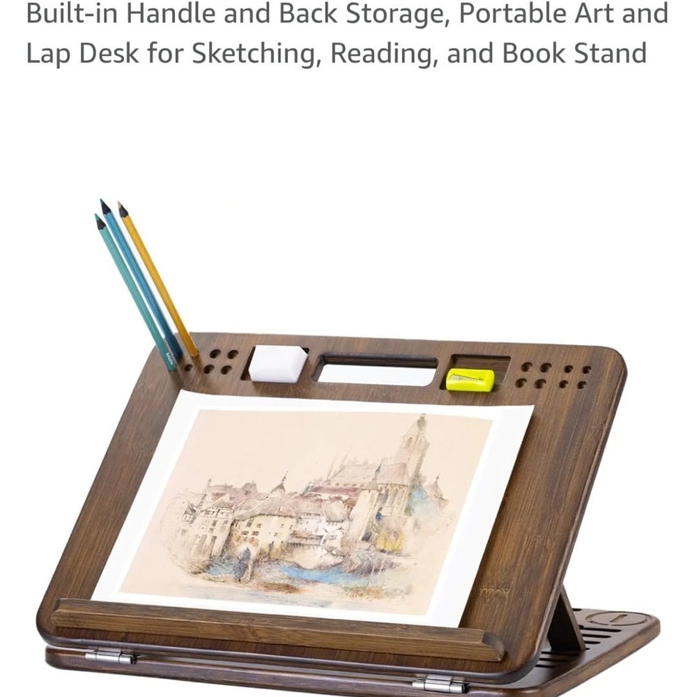 Wooden Art and Lap Desk with Pencil Holder